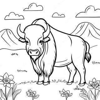 Majestetisk Bison i en Eng Fargeleggingsark | Bison fargeleggingsside