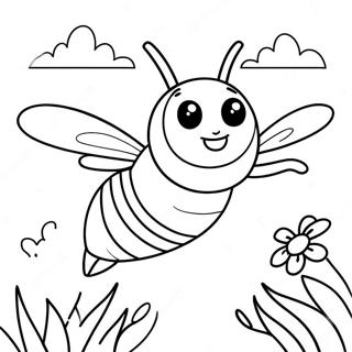 Søt humle som flyr fargeleggingsark | Bumblebee fargeleggingsside