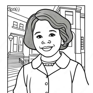 Ruby Bridges historiske øyeblikk fargeleggingsark | Ruby Bridges fargeleggingsside