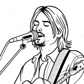 Kurt Cobain syngende fargeleggingsark | Nirvana fargeleggingsside