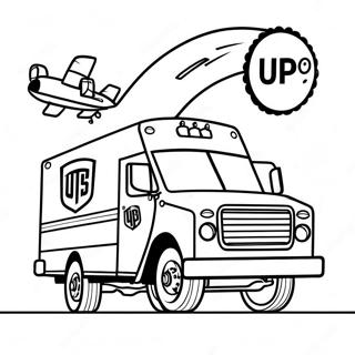 UPS Leveringsbil Fargeleggingsark | UPS fargeleggingsside