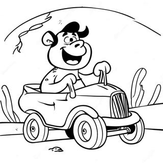 Fred Flintstone Kjører Bilen Fargeleggingsark | Steinbitene fargeleggingsside