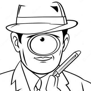 Detektiv med Forstørrelsesglass Fargeleggingsark | Åsted fargeleggingsside