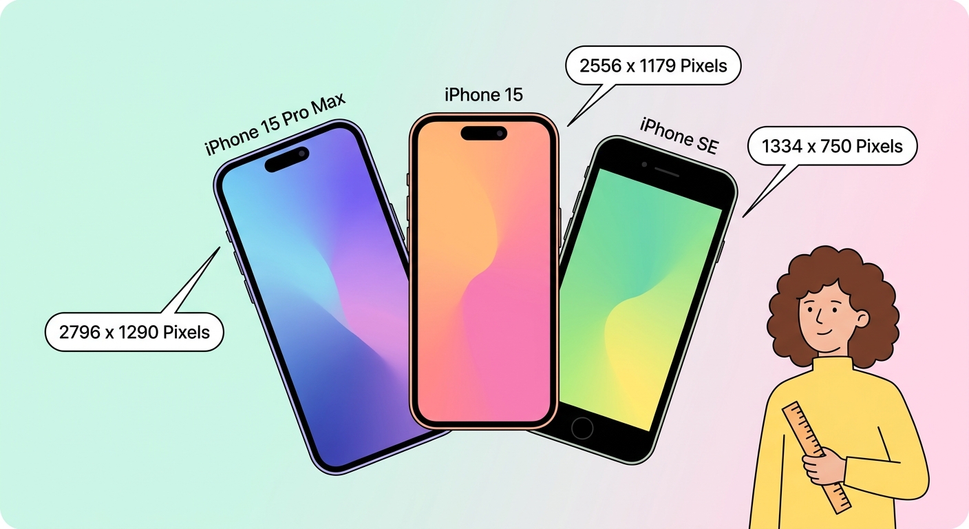 Størrelsesguide for iPhone-veggbilder — Hver modell
